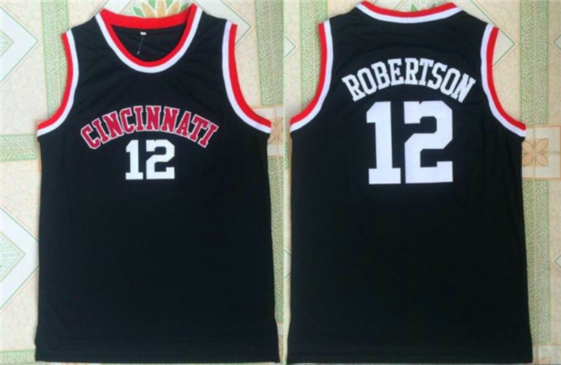 Men University of Cincinnati 12 Robertson Black NBA NCAA Jerseys